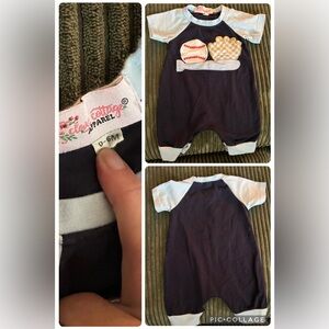 Clever Cottage Apparel Boutique Navy Baseball Romper Baby 0-6m